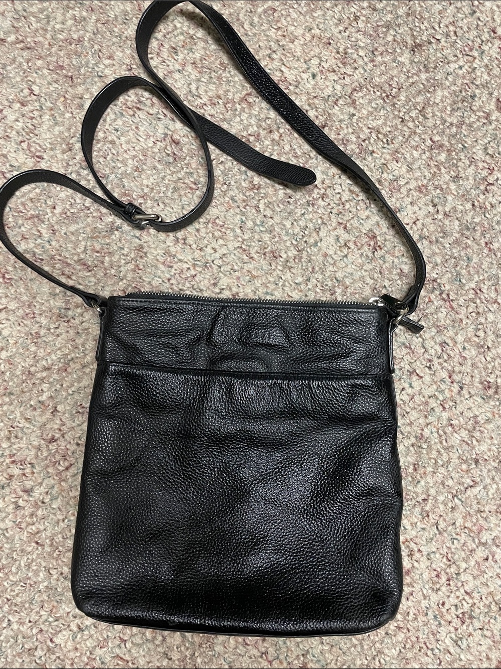 Bugatti Black Leather adjustable strap Crossbody Bag - new